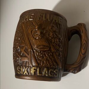 Brown vintage Six Flags Mug